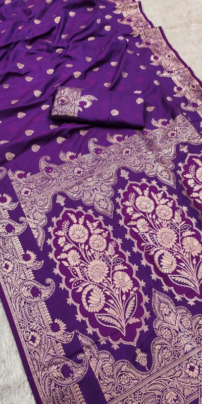Purple Banarasi Lace Zari Work Saree