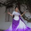 Purple Chinon Digital Print Lehenga Choli