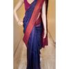 Purple Lichi Silk Jacquard Border Lace Work Saree