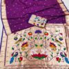 Purple Silk Zari Lace Work Saree