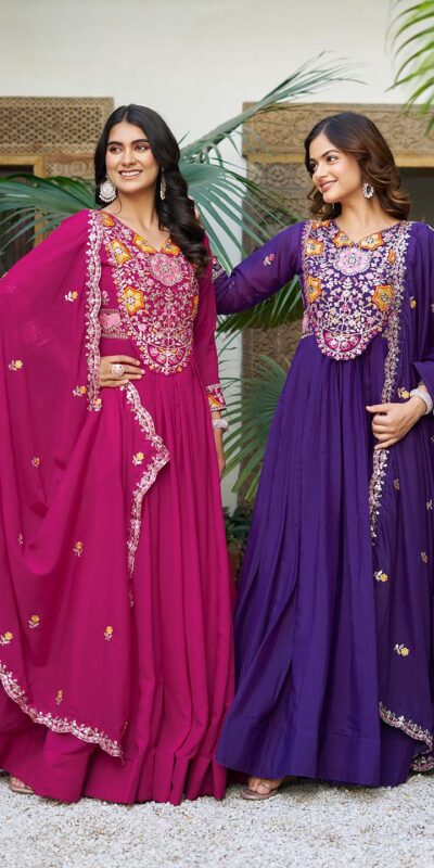 Ram 105 Rani Pink Star Georgette Gown with Embroidery Work & Thread Embroidery. Get it for ₹2049. Delivery 4-6 Working Days. Shop now. | Jump Suits, Salwar suit, Casual Suits, Creative suits, Designer Suits, Palazzo Suits, Party Wear Suits, Patiala Suits, Straight Suits