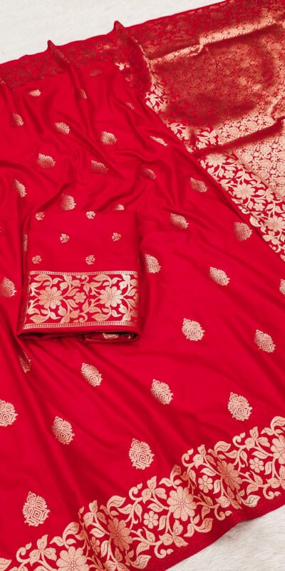 Red Banarasi Silk Lace Zari Work Saree