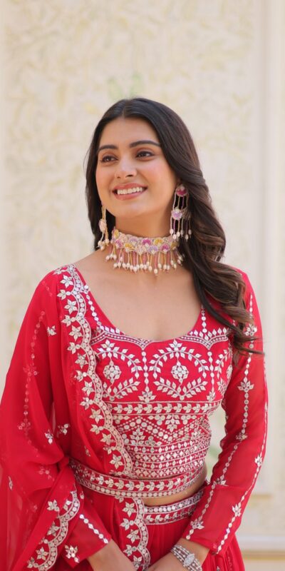 Ram 085 Red Color Fox Georgette Lehenga Choli with Embroidery Work. Grab it for ₹3049. Delivery 4-6 Working Days. Shop now. | Lehenga, Bollywood Lehenga, Creative Lehenga, Designer Lehenga, Embroidered Lehenga, Party Wear Lehenga