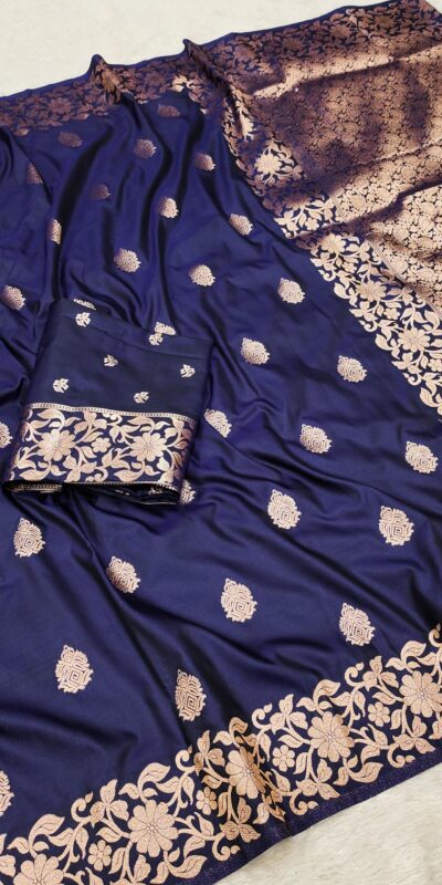 Royal Blue Banarasi Silk Lace Zari Work Saree