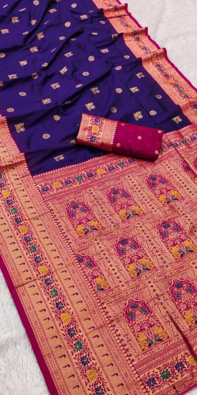 Royal Blue Banarasi Silk Zari Work Saree