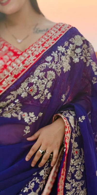 BT 411 Royal Blue in Georgette Embroidery Work & Lace Work Saree . Grab it for ₹1999. Delivery 4-6 Working Days. Shop now. | Sarees, Bollywood Sarees, Creative Sarees, Designer Sarees, Embroidered Sarees, Ethnic Saree, Modern Digital sarees, Party Wear Sarees