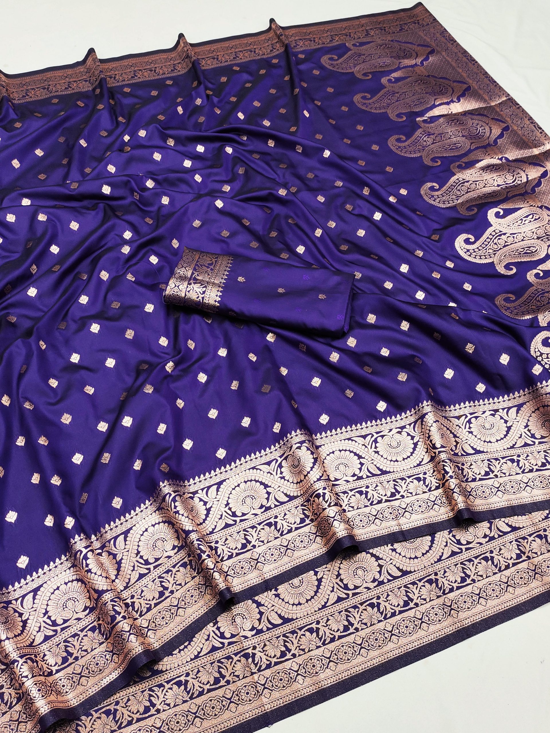 Royal Blue Soft Banarasi Silk Zari Lace Work Saree