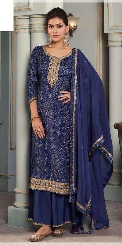 Royal Blue Viscose Silk Digital Print Salwar Suit