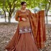Rust Simmer Silk Embroidery Work Lehenga Choli