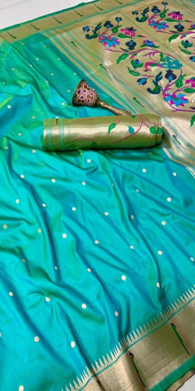 Sky Blue Pure Banarasi Silk Zari Work Saree