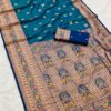 Teal Banarasi Silk Zari Work Saree