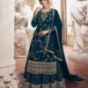 Teal Georgette Embroidery Work Salwar Suit
