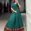 Teal Pure Chanderi Zari Work Lehenga Choli