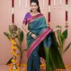Teal Silk Paithni Weaving Zari Work Saree