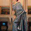 Teal Soft Lichi With Jacquard Work Silk Saree