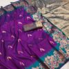 Wine Banarasi Silk Weaving Lace Zari Work Saree