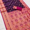 Wine Banarasi Silk Zari Work Saree