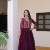 Ram 082 Wine Fox Georgette Gown Perfect for Wedding, Party, Sangeet, Durga Puja, Reception – . Grab it for ₹1849. Delivery 4-6 Working Days. Shop now. | Jump Suits, Salwar suit, Casual Suits, Creative suits, Designer Suits, Palazzo Suits, Party Wear Suits, Patiala Suits, Straight Suits