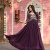 Wine Fox Georgette With Sequence Work Gown