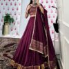 Wine Pure Chanderi With Zari Work Lehenga Choli