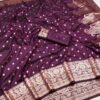 Wine Soft Banarasi Silk Zari Lace Work Saree