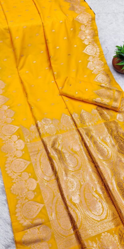 Yellow Banarasi Silk Zari Work Saree