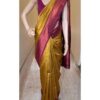 Yellow Lichi Silk Jacquard Border Lace Work Saree