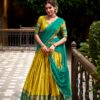 Yellow Poly Cotton Embroidery Zari Work Lehenga Choli