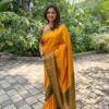 Yellow Soft Lichi Silk On All Over Saree