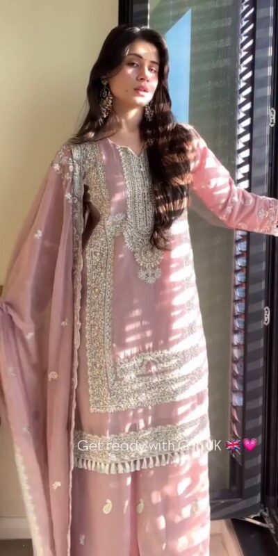 Baby Pink Fox Georgette Moti Work Salwar Suit