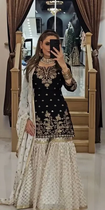 VLM 264 Black in Fox Georgette Embroidery Work & Lace Work Salwar Suit . Best Price ₹2399. Delivery 4-6 Working Days. Shop now. | Jump Suits, Tops & Bottoms, Track Suits, Salwar suit, Casual Suits, Creative suits, Designer Suits, Palazzo Suits, Party Wear Suits, Patiala Suits, Straight Suits, Trendy Wear