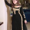 Black Viscose Velvet Lace Embroidery Work Salwar Suit