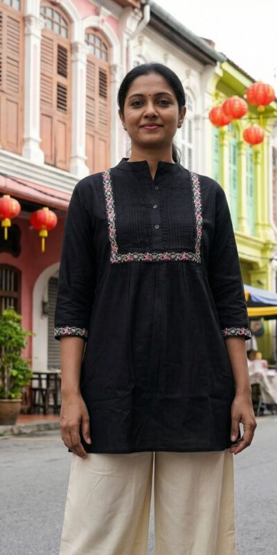 Pink Rayon Multi Embroidery Work Kurti