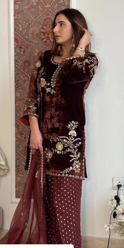 NSR 879 Mahendi Faux Georgette Salwar Suit with Embroidery Work. Available at ₹2399 only. Delivery 4-6 Working Days. Shop now. | Lehenga, Bollywood Lehenga, Creative Lehenga, Designer Lehenga, Embroidered Lehenga, Party Wear Lehenga