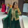 Green Chinon Digital Print Embroidery Work Lehenga Choli