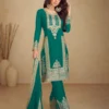 Green Chinon Multi Embroidery Work Salwar Suit