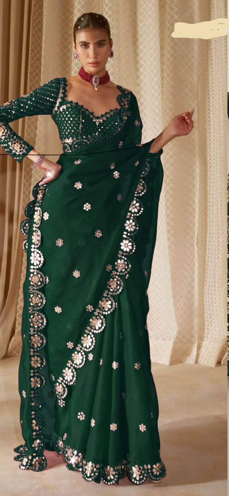 DF 3457 Green Color Georgette Sequence Original Mirror Work Saree Casual, Wedding, Festive, Events . Expected Delivery 4-6 Working Days @2099/- only | Sarees, Bollywood Sarees, Creative Sarees, Designer Sarees, Embroidered Sarees, Ethnic Saree, Modern Digital sarees, Party Wear Sarees