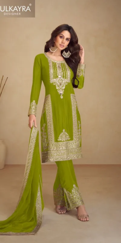 FC GULKAYRA 7473 Mahendi Chinon Salwar Suit Perfect for Wedding, Party, Durga Puja, Eid, Sangeet – . Grab it for ₹3199. Delivery 4-6 Working Days. | Jump Suits, Tops & Bottoms, Track Suits, Salwar suit, Casual Suits, Creative suits, Designer Suits, Palazzo Suits, Party Wear Suits, Patiala Suits, Straight Suits, Trendy Wear