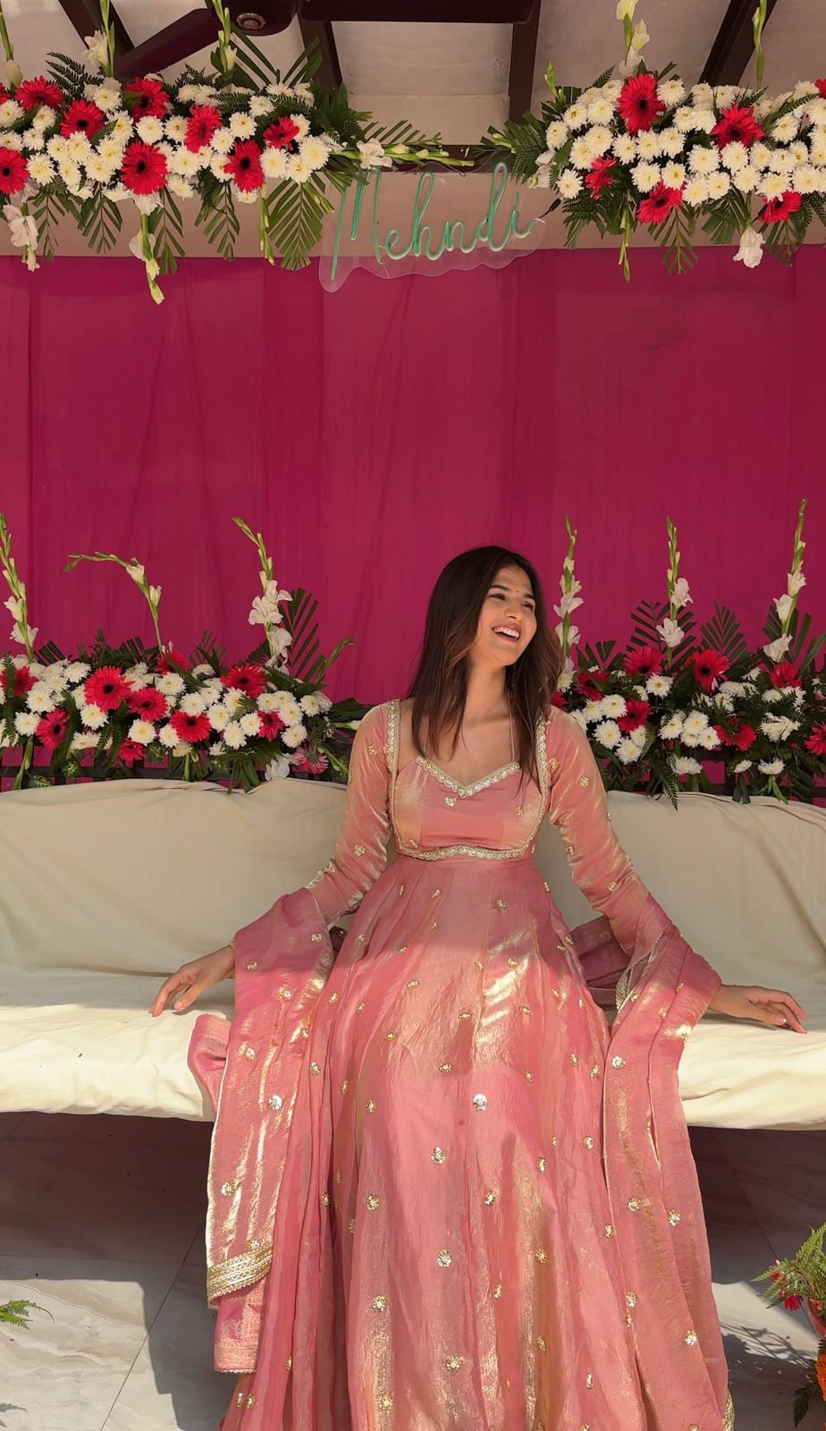 Peach Fendy Silk Embroidery Lace Work Salwar Suit - Image 2