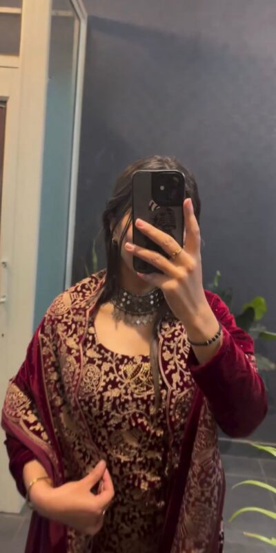 RTC 5940 Maroon Viscos velvet Chinestich Work Salwar Suit with Designer Work. Festive Deal ₹2049. Delivery 4-6 Working Days. Shop now. | Lehenga, Bollywood Lehenga, Creative Lehenga, Designer Lehenga, Embroidered Lehenga, Party Wear Lehenga