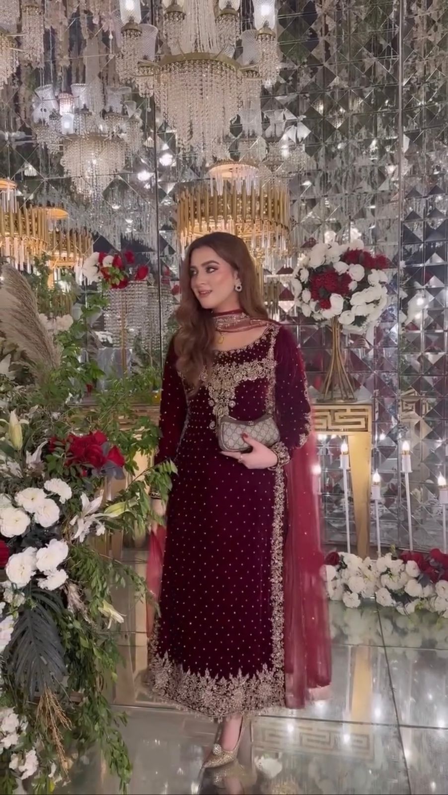 Maroon Viscose Velvet Lace Embroidery Work Salwar Suit - Image 3