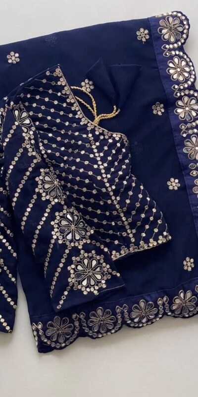 DF 3457 Navy Blue Color Georgette Sequence Original Mirror Work Saree Casual, Wedding, Festive, Events . Expected Delivery  4-6 Working Days @2099/- only                                                                                | Sarees, Bollywood Sarees, Creative Sarees, Designer Sarees, Embroidered Sarees, Ethnic Saree, Modern Digital sarees, Party Wear Sarees