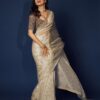 Off White Soft TB Organza Lace Zari Work Saree