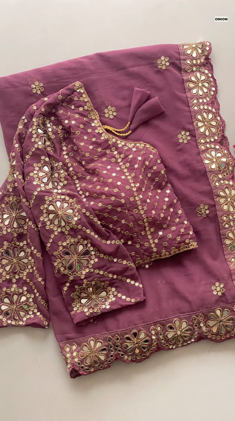 DF 3457 Onion Color Georgette Sequence Original Mirror Work Saree Casual, Wedding, Festive, Events . Expected Delivery 4-6 Working Days @2099/- only | Sarees, Bollywood Sarees, Creative Sarees, Designer Sarees, Embroidered Sarees, Ethnic Saree, Modern Digital sarees, Party Wear Sarees