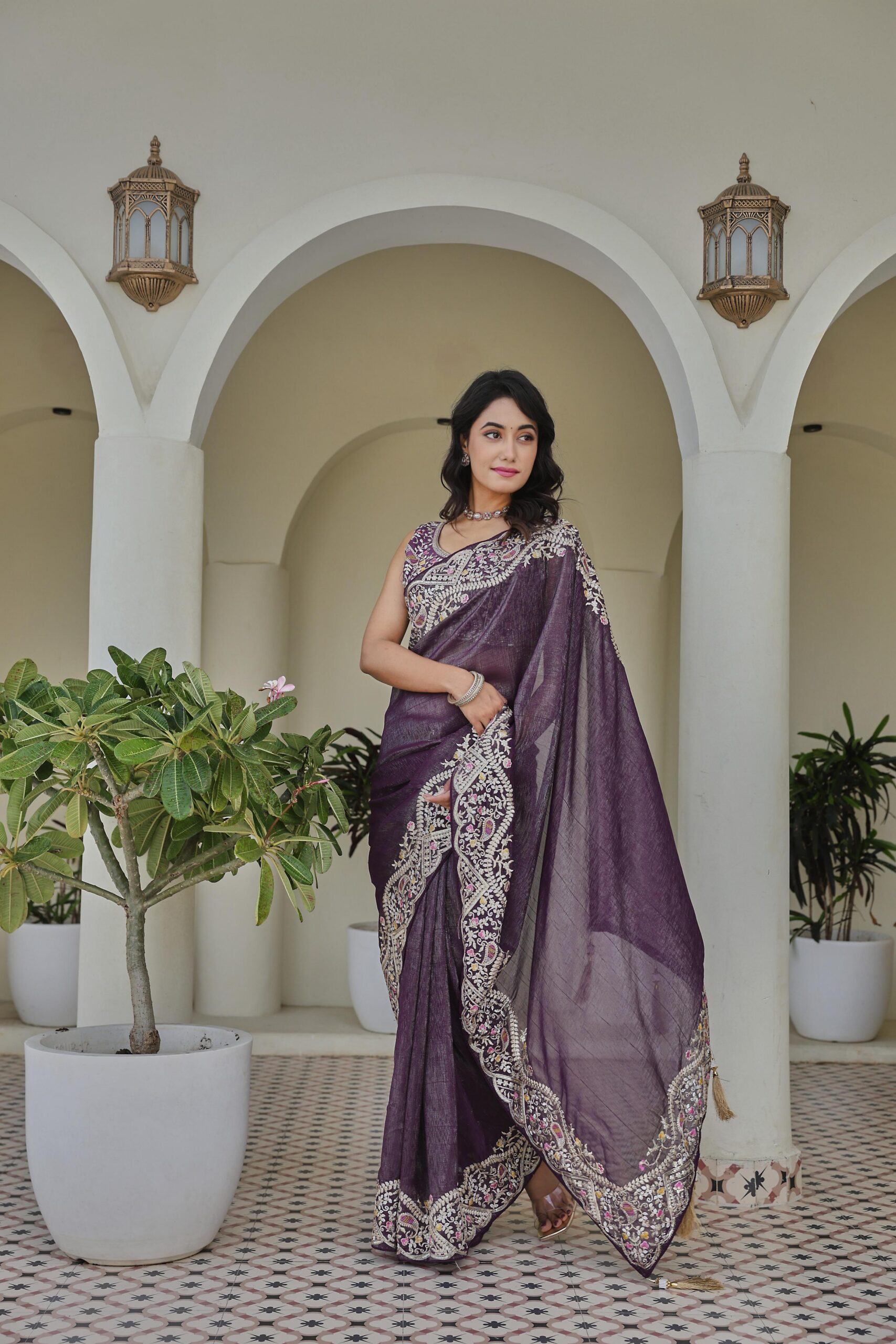 Ram 010 Purple Color Silver Crunchy Saree with Embroidery Work. Special Price ₹2149. Delivery 4-6 Working Days. Shop now. | Sarees, Bollywood Sarees, Creative Sarees, Designer Sarees, Embroidered Sarees, Ethnic Saree, Modern Digital sarees, Party Wear Sarees