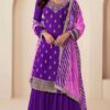 Purple Viscose Chinon With Zari Work Salwar Suit