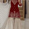 Red Fox Georgette Embroidery Lace Work Salwar Suit