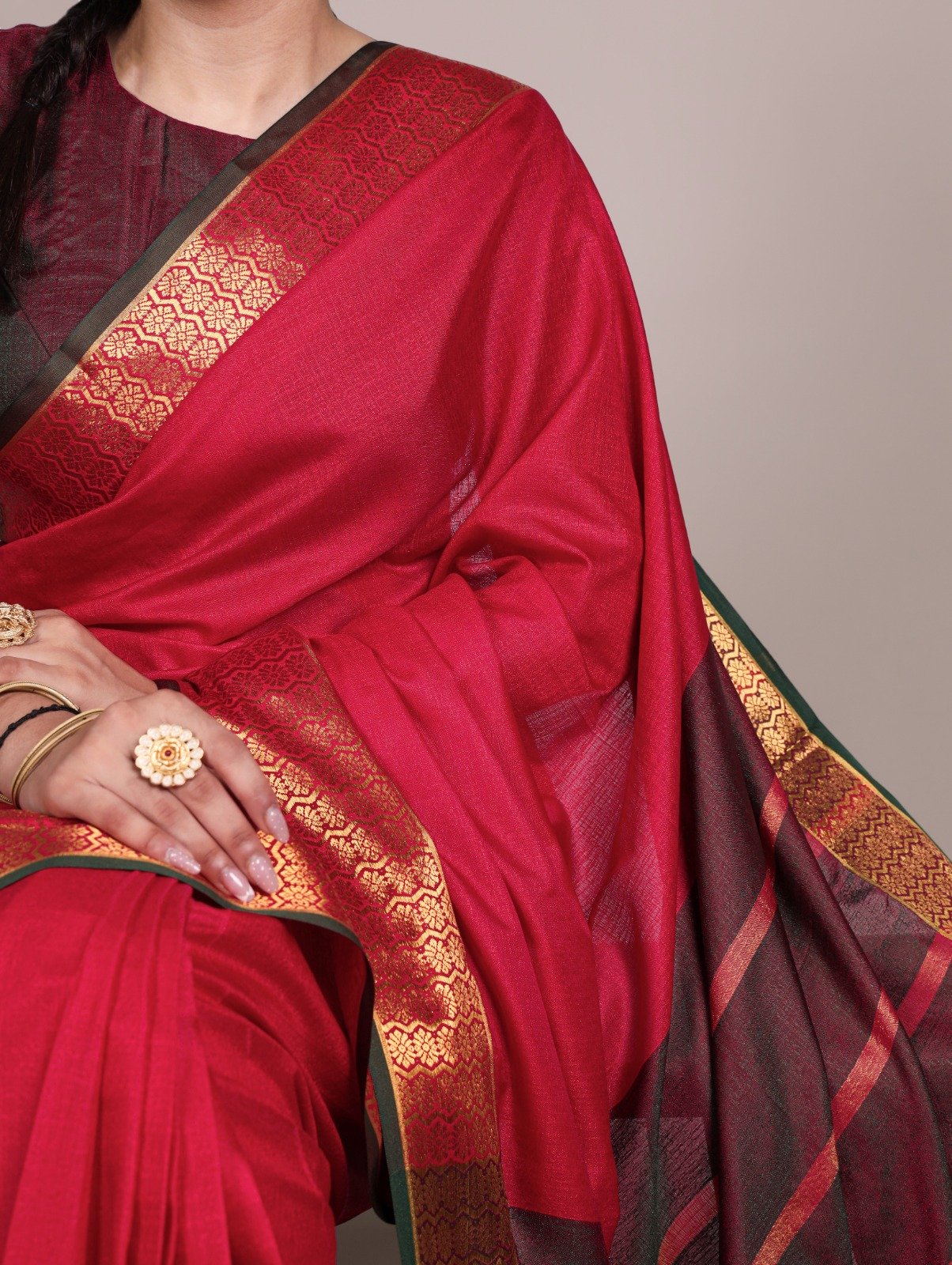 YNF 7408 Red Color Poly Cotton Saree With Zari Work. Wedding, Party, Festive, Events, Affordable Price ₹1399. Delivery 4-6 Working Days. Shop now. | Sarees, Bollywood Sarees, Creative Sarees, Designer Sarees, Embroidered Sarees, Ethnic Saree, Modern Digital sarees, Party Wear Sarees