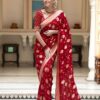 Red Soft Lichi Silk Jacquard Work Saree