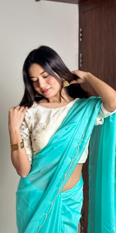 AC CHERRY Sky Blue Soft Organza With Handwork Saree Wedding, Party, Festive, Events Affordable Price ₹2099. Delivery 4-6 Working Days. Shop now. | Sarees, Bollywood Sarees, Creative Sarees, Designer Sarees, Embroidered Sarees, Ethnic Saree, Modern Digital sarees, Party Wear Sarees